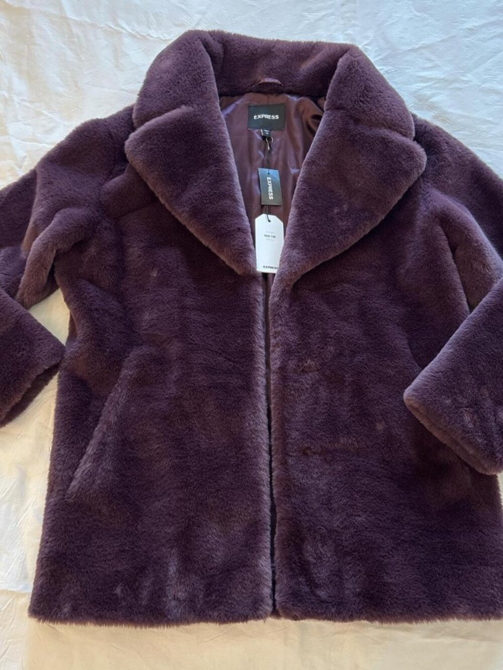 Express Purple Faux Fur Coat XS Brand New